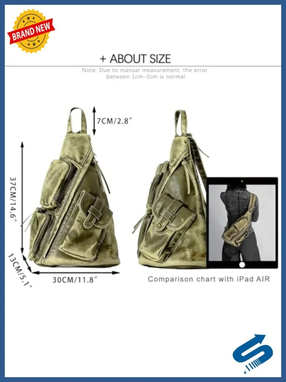 Vintage Crossbody Backpack Sling Bag Faux Leather RFID